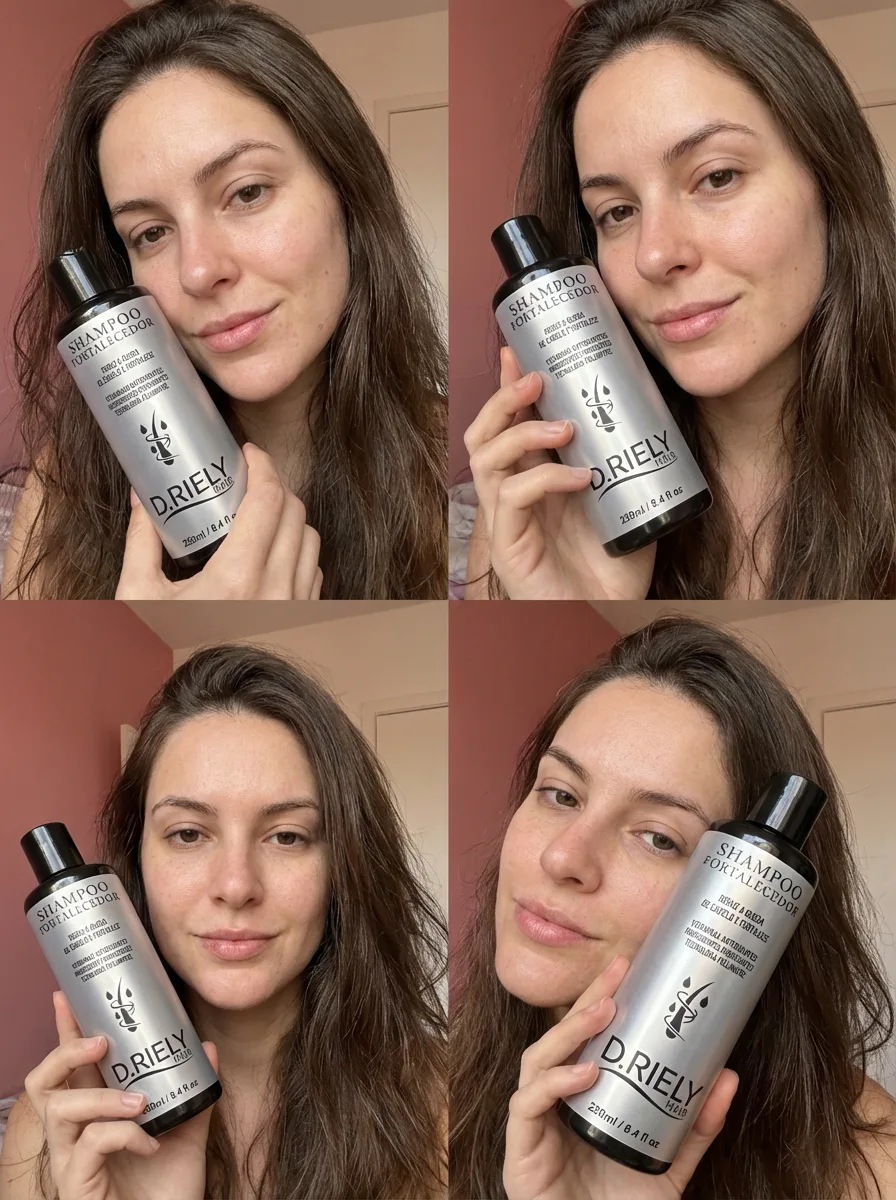 Mulher com shampoo fortalecedor
