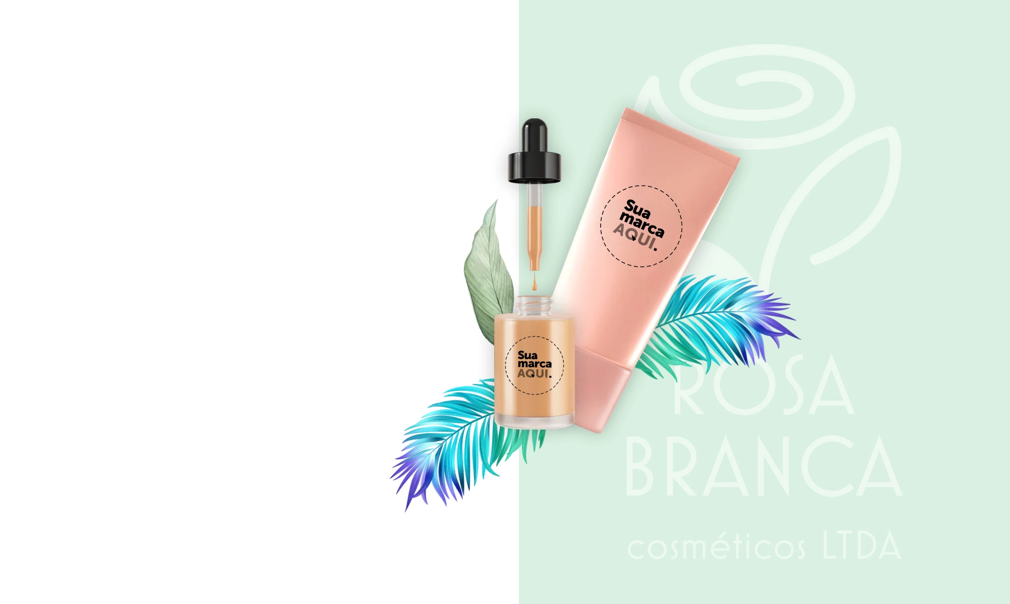 Sua marca aqui — frascos de cosméticos personalizados